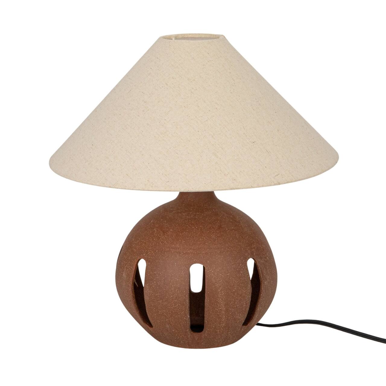 Hello Honey® 16.75" Natural Brown Cut Out Ceramic Table Lamp with Linen Shade